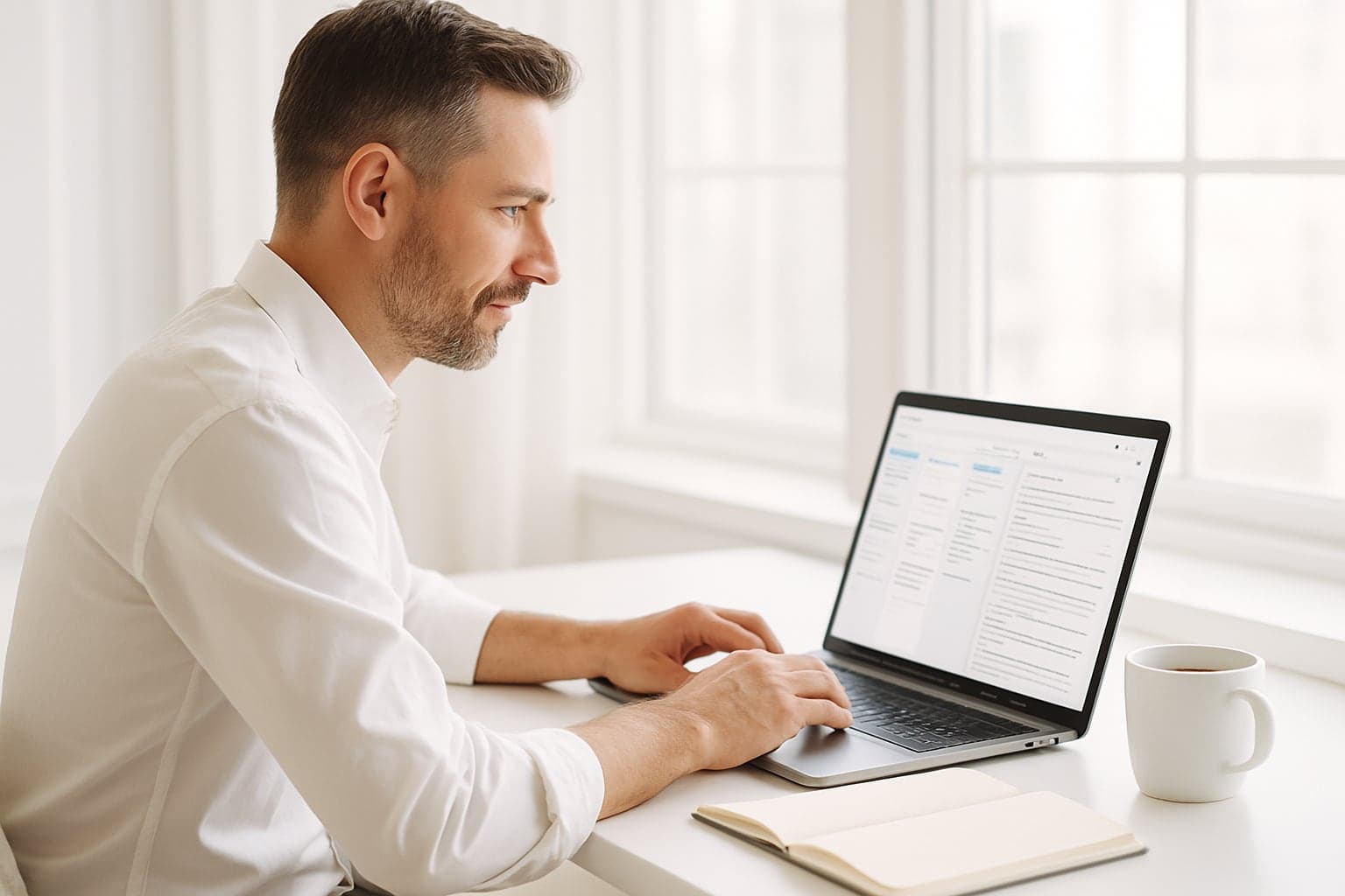Business owner reviewing an automated task board